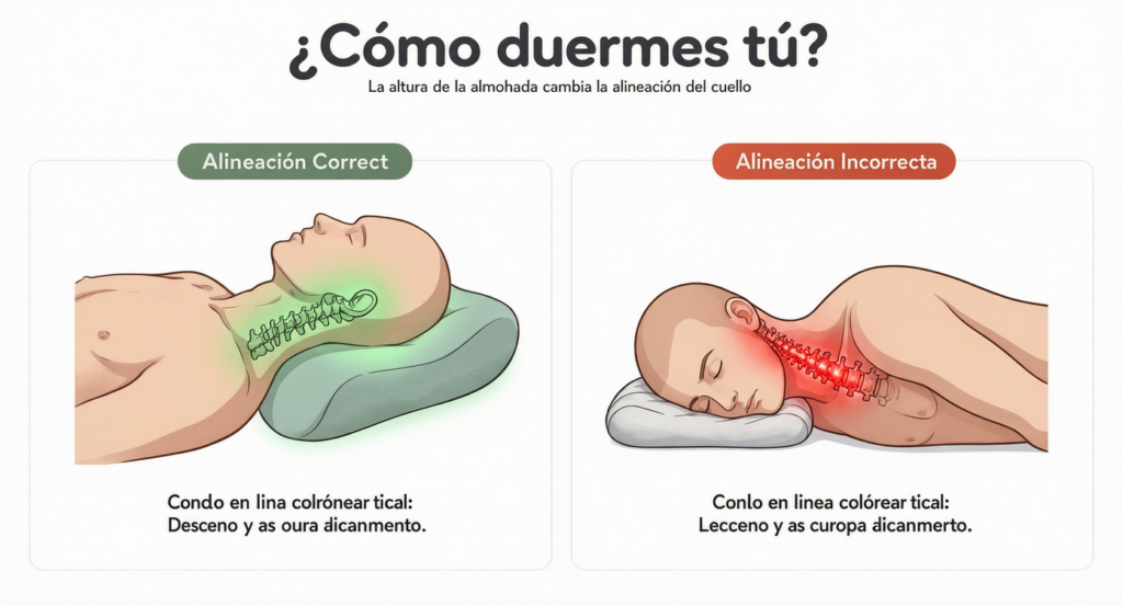 Diferencia de soporte entre almohada ergonómica y almohada tradicional